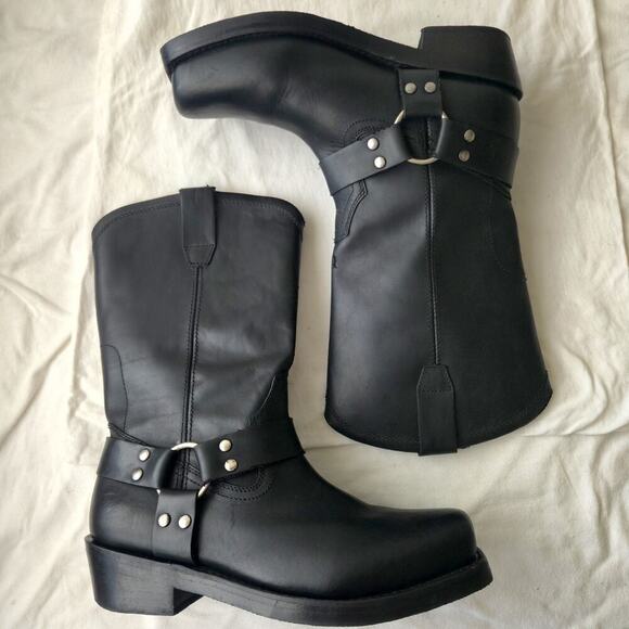 Cody James Mens Leather Square Toe Harness Moto Boots Black CJ9995BL Size 10.5 D main image 4